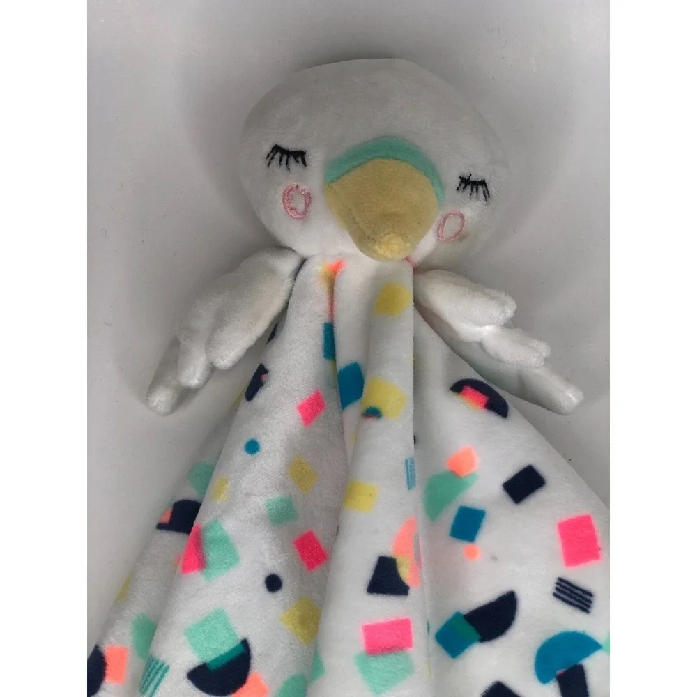 Oh Joy! Bird Baby Security Blanket Lovey One Size White Neon Geometric Confetti